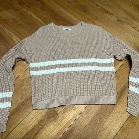 PacSun Tan Sweater with White Stripes size Small - Picture 2 of 5